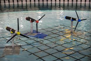 3 tidal turbines being tested in an array 